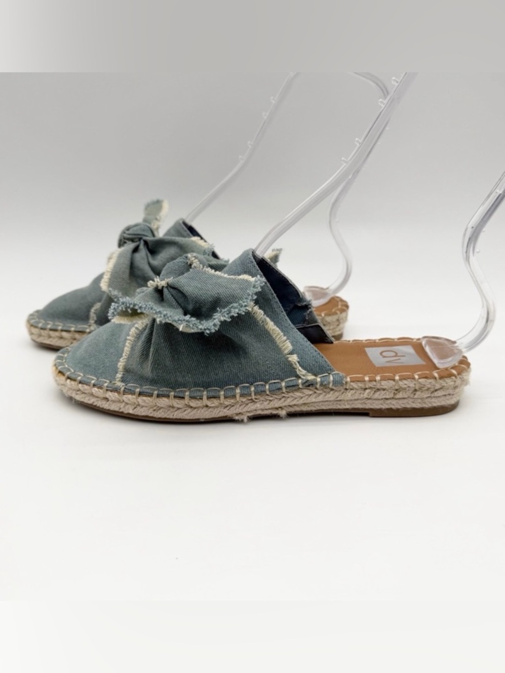 Dolce Vita Women's Desirae Denim Bow Espadrilles Slip On Mules Blue Size 8